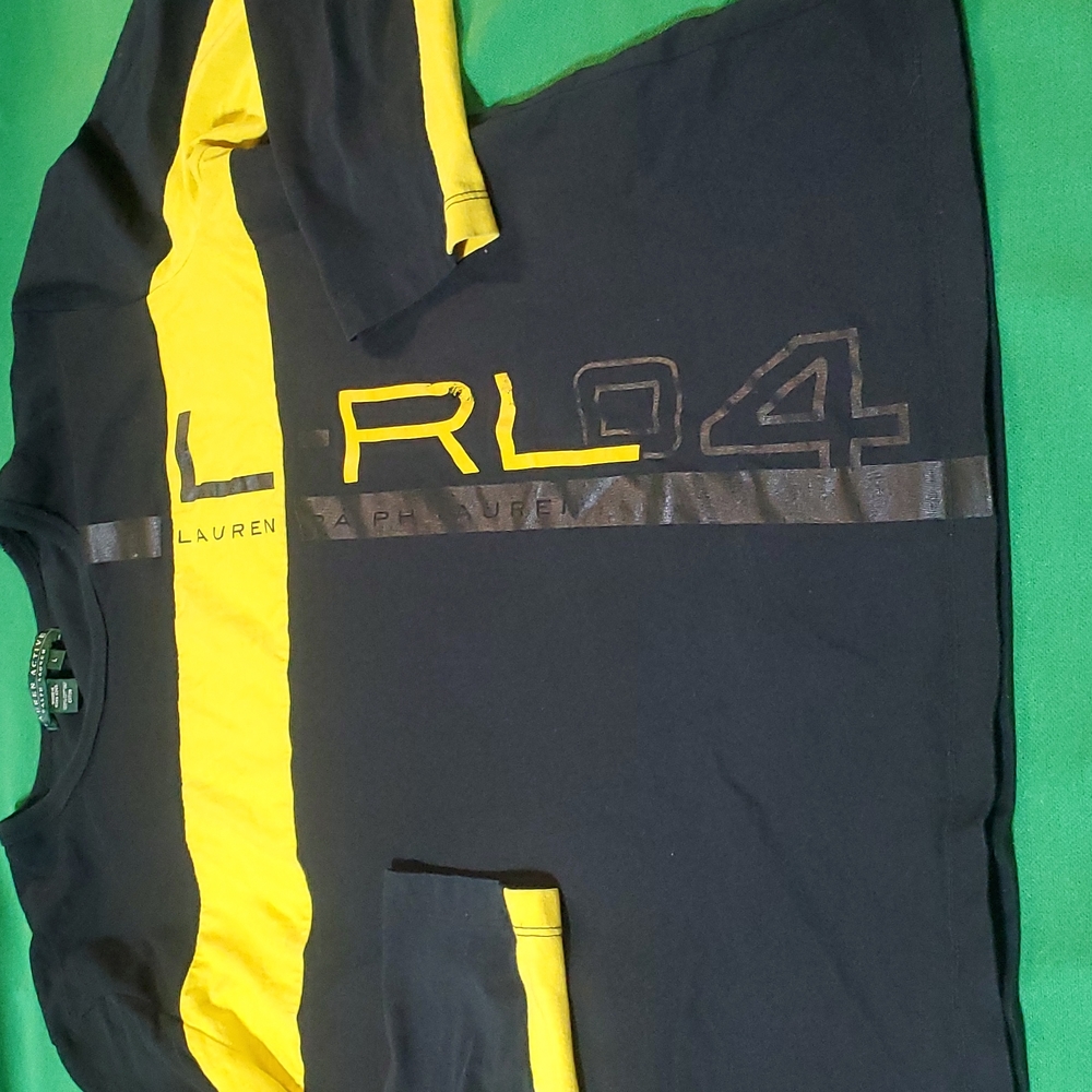 Women's vintage Ralph Lauren black yellow size Large logo long sleeve shirt - Picture 3 of 10